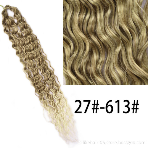 Crochet Braids  Pre-Looped Natural Black Deep Wave Crochet Hair Extensions 32 Inch Ocean Wave Synthetic Braiding Hair